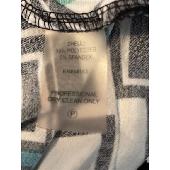 CALVIN KLEIN Women's S Polyester Spandex Drape Neck Blouse White Black Green - Picture 4 of 6